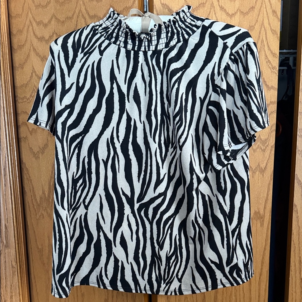 Beacon Black and White Zebra Print Blouse